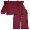 Amazon Essentials Toddler Girls' Wide-Rib Outfit Set, Pack of 2, Dark Red, 3T view 2