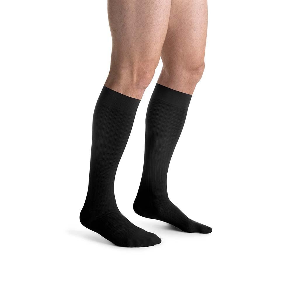 JOBST forMen Ambition Compression Socks, 20-30 mmHg, Knee High, SoftFit Band, Closed Toe, Black, Size 2