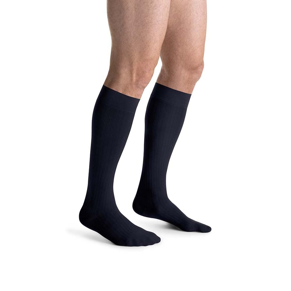 JOBST forMen Ambition Compression Socks, 20-30 mmHg, Knee High, SoftFit Band, Closed Toe, Navy, Size 5