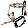 Showman Nylon Bronc Halter w/Leather Hair-On Cowhide Noseband view 1