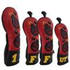 Craftsman Golf Driver Headcover Embroidery Bomb, 4pcs Red and Black PU Leather Golf Head Covers for Driver Fairway Woods Hybrids (4pcs(1,F,F,UT) view 1