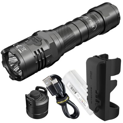 Nitecore P20iX 4000 Lumen USB-C Rechargeable Tactical Flashlight with Tactical and U-Shape Switch and LumenTac Organizer