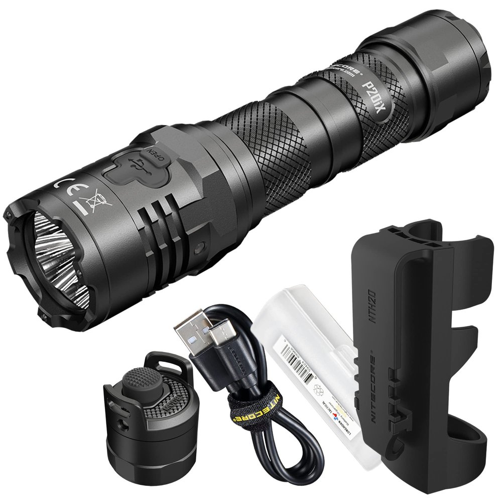 Nitecore P20iX 4000 Lumen USB-C Rechargeable Tactical Flashlight with Tactical and U-Shape Switch and LumenTac Organizer