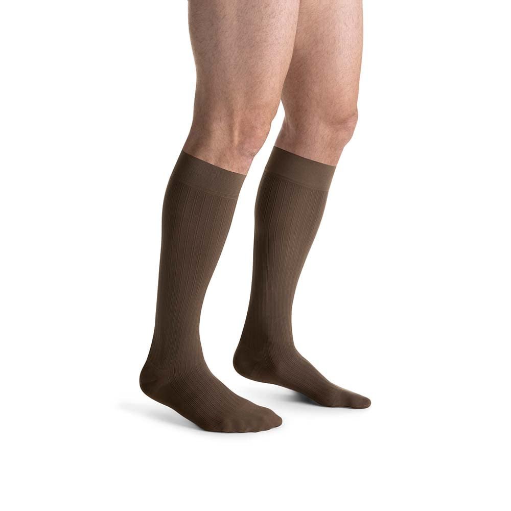 JOBST forMen Ambition Compression Socks, 20-30 mmHg, Knee High, SoftFit Band, Closed Toe, Brown, Size 2