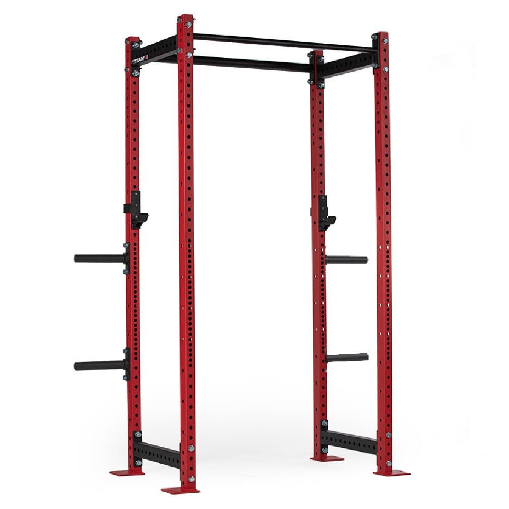 Titan Fitness T-3 Series Red Tall Power Rack, 24in Depth, 1,100 LB Capacity Cage for Weightlifting and Strength Training