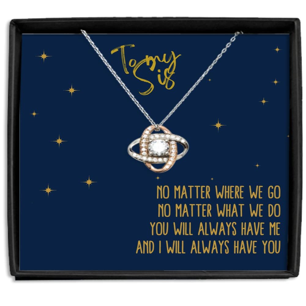 Heart Knot Silver Necklace Luxury Box Gift for Sister, Twin Sister Gift, Gift for Twin Sister, Gift for Big Sister, 18th Birthday Gift, Twin Sister