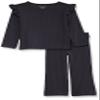 Amazon Essentials Girls' Wide-Rib Outfit Set, Pack of 2, Black, X-Small view 1