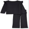 Amazon Essentials Girls' Wide-Rib Outfit Set, Pack of 2, Black, X-Small view 2