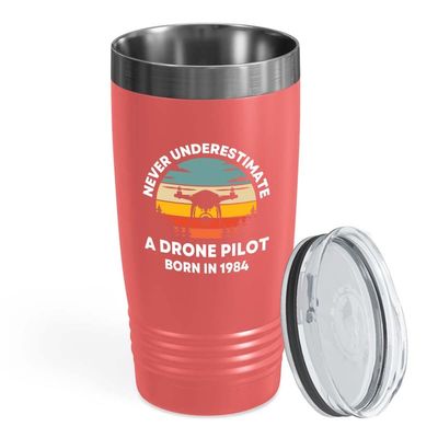 1984 Birthday Black Tumbler 20oz, drone pilot born in 1984 - Drone Pilots Aviation RC Quadcopter Operator Airline Turning 38 38th Birthday Born in 1984