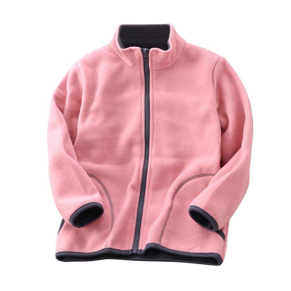 YKPK Toddler Boys Girls Long Sleeve Winter Solid Fleece Zipper Coat Jacket Thicken Warm Outwear Windbreaker (Pink, 5-6 Years)