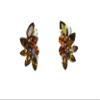 Faship Chocolate Brown Rhinestone Crystal Floral Clip Ons Earrings - Chocolate Brown/Silver Tone view 1