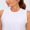 CRZ YOGA Pima Cotton High Neck Cropped Tank Tops for Women Soft Crop Workout Athletic Yoga Basic Sleeveless Shirts White Large view 3