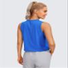 CRZ YOGA Pima Cotton High Neck Cropped Tank Tops for Women Soft Crop Workout Athletic Yoga Basic Sleeveless Shirts Strong Blue Small view 2
