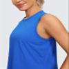 CRZ YOGA Pima Cotton High Neck Cropped Tank Tops for Women Soft Crop Workout Athletic Yoga Basic Sleeveless Shirts Strong Blue Small view 4