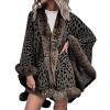 XUNRYAN Women's Cardigan Open Front Shawl Cape Cloak Winter Warm Faux Fur Trim Poncho Cape Wrap Shawl Coat for Evening view 1
