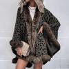 XUNRYAN Women's Cardigan Open Front Shawl Cape Cloak Winter Warm Faux Fur Trim Poncho Cape Wrap Shawl Coat for Evening view 2