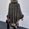 XUNRYAN Women's Cardigan Open Front Shawl Cape Cloak Winter Warm Faux Fur Trim Poncho Cape Wrap Shawl Coat for Evening view 3