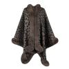XUNRYAN Women's Cardigan Open Front Shawl Cape Cloak Winter Warm Faux Fur Trim Poncho Cape Wrap Shawl Coat for Evening view 4