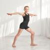 LUOUSE Skinny Gymnastics Leotards For Toddler Girls Scoop Neck With Shorts, Little Kids Buttery Soft Dance Athletic Unitards Biketards Black view 2