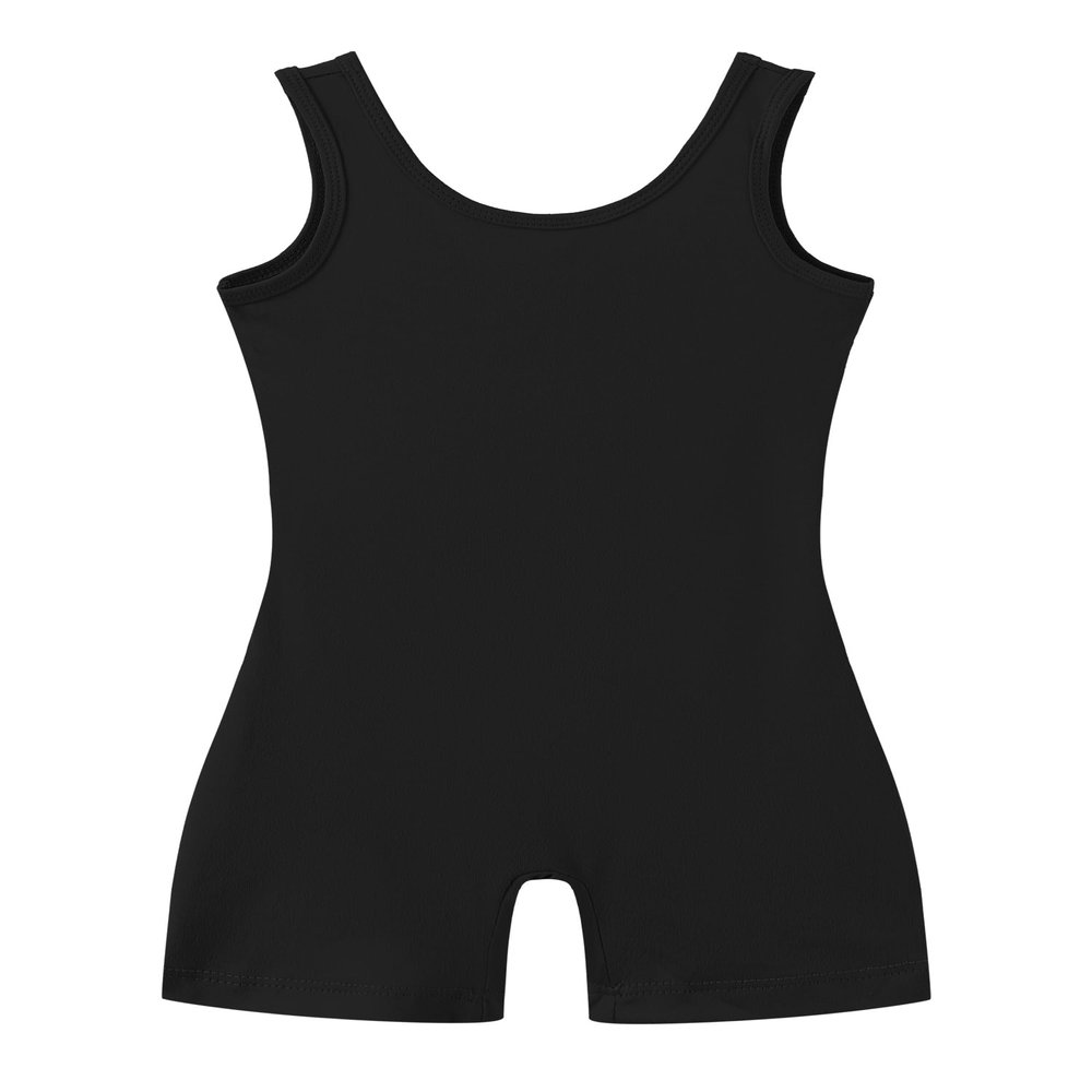 LUOUSE Skinny Gymnastics Leotards For Toddler Girls Scoop Neck With Shorts, Little Kids Buttery Soft Dancewear Workoutwear Unitards Biketards Black