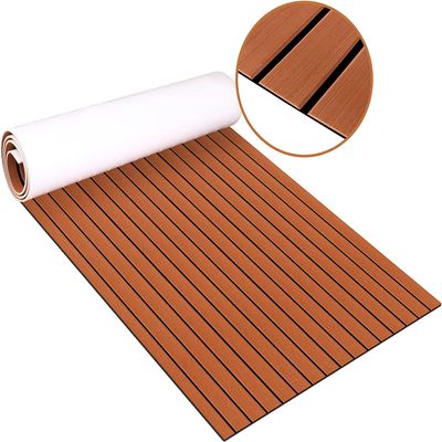 EVA Foam Teak Floor Decking Sheet, Faux Teak Marine Carpet Boat Floor 35.4in x 94.5in x 0.24in Non-Slip Self-Adhesive Sea Deck Boat Decking Carpet Marine for Motorboat RV Yacht Kayak (Teak Black)