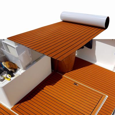 EVA Foam Boat Flooring Decking Sheet, EVA Foam Teak Decking Mat, Non-Slip Self-Adhesive Soft Boat Sea Deck Marine Carpet Mat for Motorboat RV Yacht Kayak Sea Deck Helm Pad Swimming Pool (Teak Black)