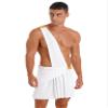 YOOJOO Men's Halloween Costume Greek Mr. Toga One Shoulder Strap Suspender Ruffle Skirt Party Fancy Dress White Large view 3