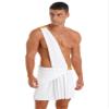 Freebily Men Toga Greek Costume Adult Party Toga Caesar Roman Costume One Shoulder Strap Suspender Ruffle Skirt White 3X-Large view 3
