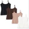 Amazon Essentials Women's Slim-Fit Camisole, Pack of 4, Black/Dark Taupe/Espresso/White, X-Large view 1