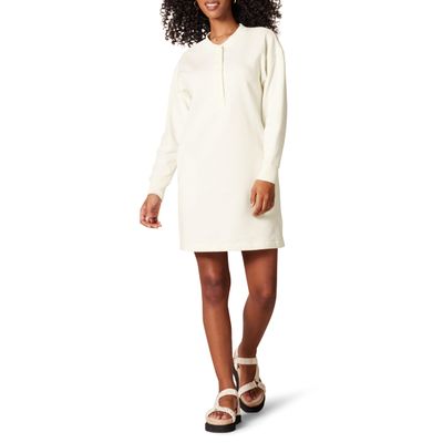 Amazon Essentials Women's Knit Henley Sweatshirt Dress (Available in Plus Size), Eggshell White, X-Large
