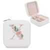 AXKEUDO Custom Jewelry Box with Name Initial And Flower Personalized Jewelry Travel Organizer Case,Girlfriend,Mom Birthday Gift for Women Letter X view 2