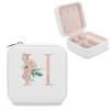 AXKEUDO Personalized Leather Women's Travel Jewelry Case Box Custom Name And Text for Birthday,Christmas,Valentine's Day Gifts Letter H view 2