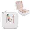 AXKEUDO Custom Jewelry Box with Name Initial And Flower Personalized Jewelry Travel Organizer Case,Girlfriend,Mom Birthday Gift for Women Letter M view 2