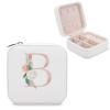 AXKEUDO Custom Jewelry Box Personalized Travel Leather Small Jewelry Organizer Ring Case for Bridesmaid Proposal Wedding Gifts Letter B view 2