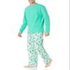 Amazon Essentials Men's Flannel Pant and Long-Sleeve T-Shirt Pajama Set, Ecru Festive Tree, X-Small view 4