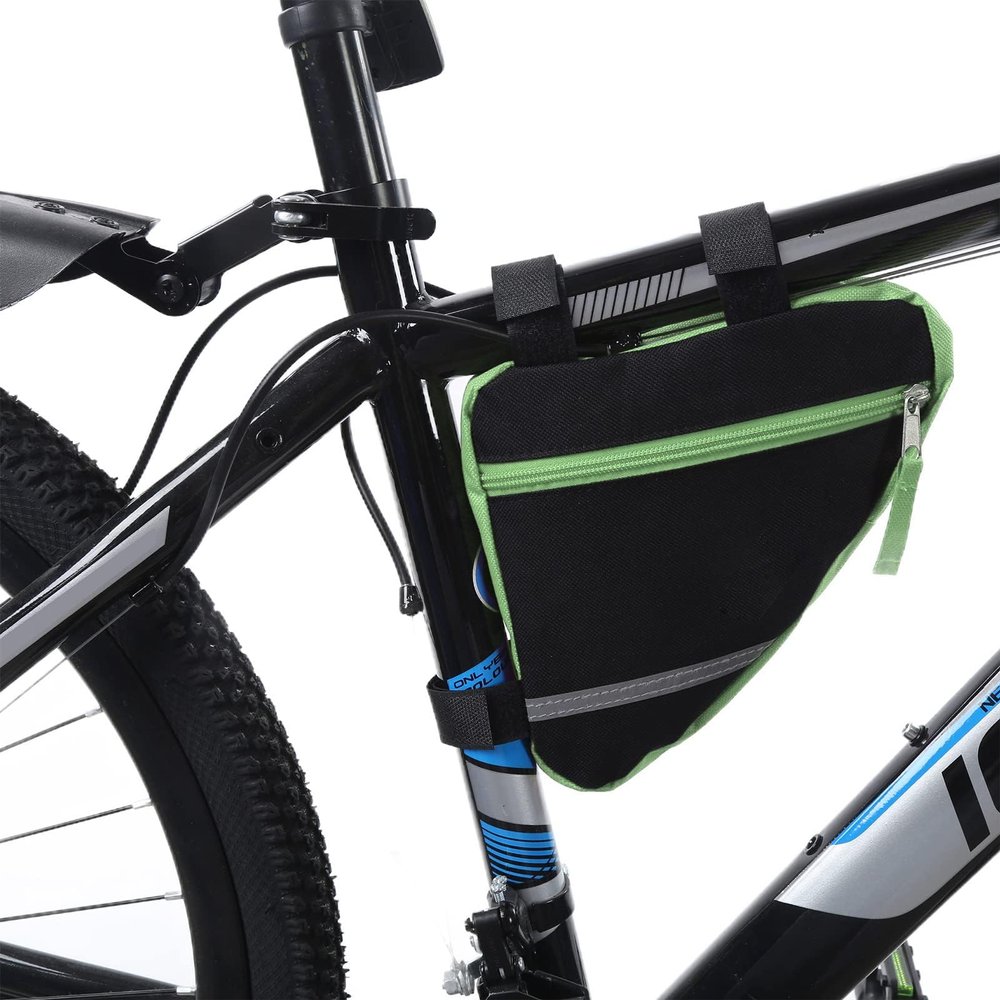 Bike Triangle Frame Bag Bicycle Bike Storage Bag Triangle Saddle Frame Pouch for Road and Mountain Bikes Bag Bike Triangle Pouch Cycling Accessories Bicycle Frame Bag Bike Triangle Storage(green)