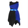 Aislor Women's Asymmetrical Liturgical Praise Dance Dress Tunic Sleeveless Color Block Lyrical Dance Costume Blue&Black X-Large view 3