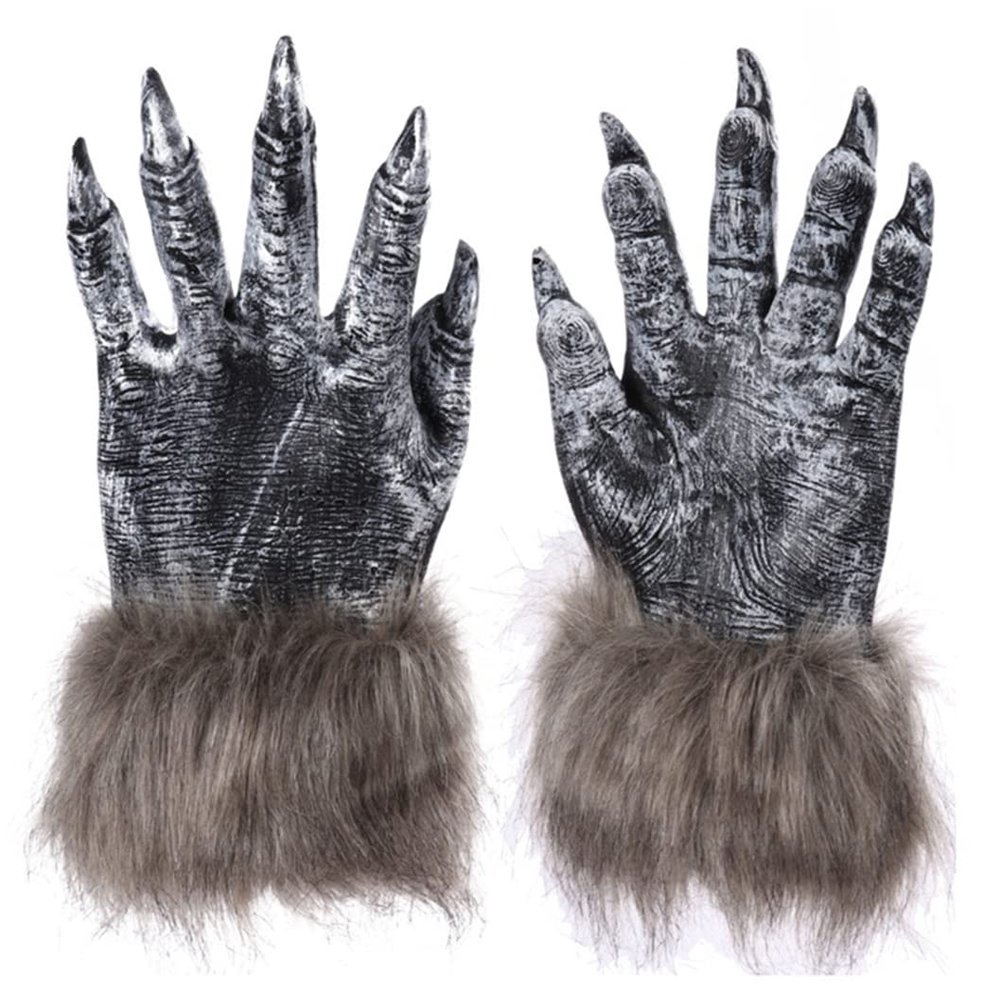 TOPOQ Wolf Claws Gloves Halloween Werewolf Gloves Animal Costume Gloves Hairy Hand Gloves Halloween Christmas Costume Party Gloves Fancy Dress