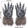 TOPOQ Wolf Claws Gloves Halloween Werewolf Gloves Animal Costume Gloves Hairy Hand Gloves Halloween Christmas Costume Party Gloves Fancy Dress view 3