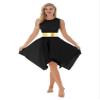 Aislor Women's Asymmetrical Liturgical Praise Dance Dress Tunic Sleeveless Color Block Lyrical Dance Costume Black Medium