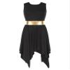 Aislor Women's Asymmetrical Liturgical Praise Dance Dress Tunic Sleeveless Color Block Lyrical Dance Costume Black Medium view 3