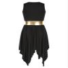 Aislor Women's Asymmetrical Liturgical Praise Dance Dress Tunic Sleeveless Color Block Lyrical Dance Costume Black Medium view 4