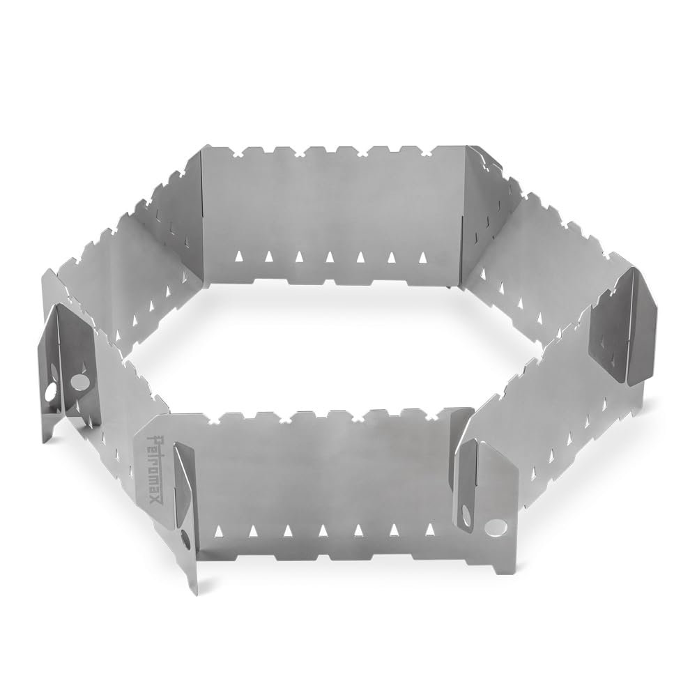 Petromax Fire Enclosure for Wind Protection, Protect Your Campfire from Wind with Easy Assembly Stainless Steel Windbreak, Carry Bag Included