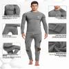 UNIQUEBELLA Men's Thermal Underwear Sets Top & Long Johns Fleece Sweat Quick Drying Thermo Base Layer Grey view 3
