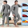 UNIQUEBELLA Men's Thermal Underwear Sets Top & Long Johns Fleece Sweat Quick Drying Thermo Base Layer Grey view 4
