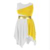 Aislor Women's Asymmetrical Liturgical Praise Dance Dress Tunic Sleeveless Color Block Lyrical Dance Costume Yellow&White X-Large view 3