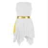 Aislor Women's Asymmetrical Liturgical Praise Dance Dress Tunic Sleeveless Color Block Lyrical Dance Costume Yellow&White X-Large view 4