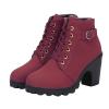 Boots for Women - Vintage Round Toe Casual Ankle Boots, High Heels Dressy Shoes Fall Weather Winter Booties Red view 1