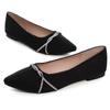 Hee grand Women's Rhinestone Pointed Toe Flats Elegant Crystal Dress Shoes for Wedding,Black 7.5 view 1