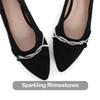 Hee grand Women's Rhinestone Pointed Toe Flats Elegant Crystal Dress Shoes for Wedding,Black 7.5 view 2